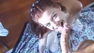 Redhead Milf Slobbers All Over Thick Cock
