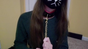 Cute Femboy Trap On A Leash Jacking Off For You