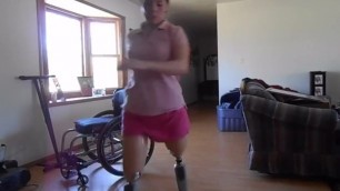 Double above knee amputee walking with prosthetic legs