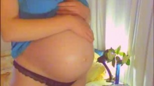 vintage cute pregnant webcammer shows belly