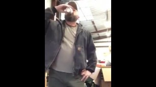 Straight daddy jerks off at the garage