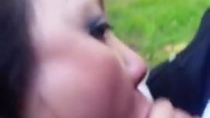 Sucking outside Hmong exhibitionist