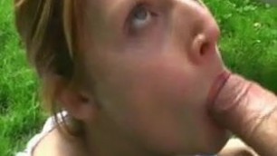 german girl sucks and swallow outdoor