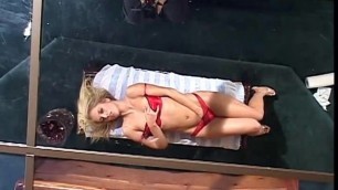 Hot blonde with a nice rack masturbating