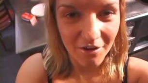 Gorgeous chick gags on a monster cock 